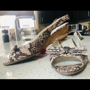 ETienne aigner snake skin open toe wedge sandals